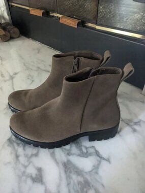 Full Grain Leather Taupe Booties - Ecco